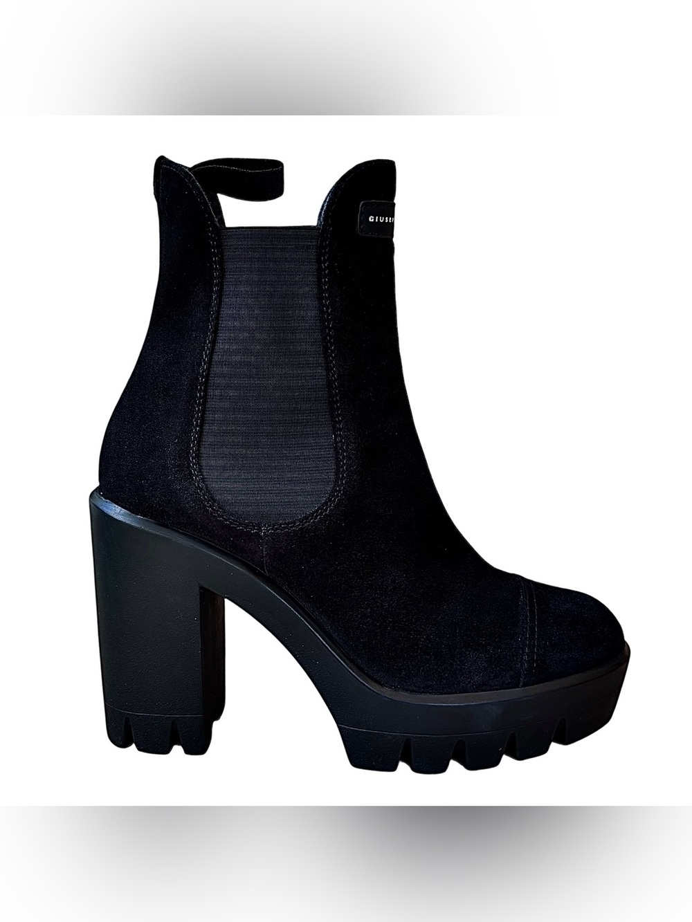 GIUSEPPE ZANOTTI Tonix Black Suede Lug Sole Chelsea Boots